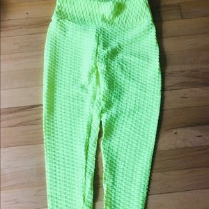 Yellow fluorescent workout pants